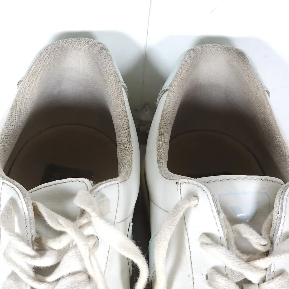 Veja Women's Esplar US 9 White Blue Smooth Leather Low Top Sneakers Shoes